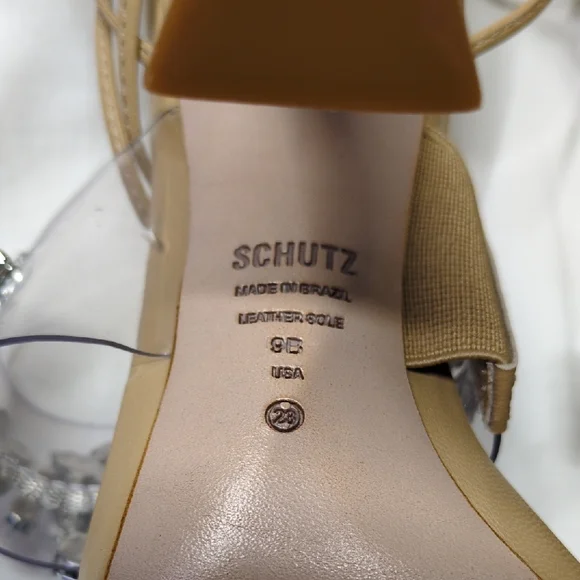 Schultz Light Nude & Rhinestone High Heel Sandals Wedding Bridal - Picture 6 of 7